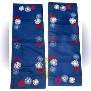 Patriotic 2 Table Runners SET TABLE Topper USA Americana Blue Red White 13 x 36”